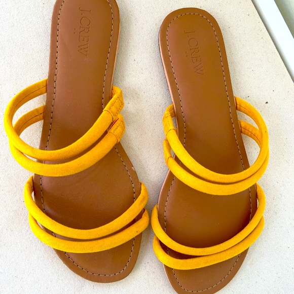 Women J Crew 7 Yellow Strappy Flat Sandal worn once